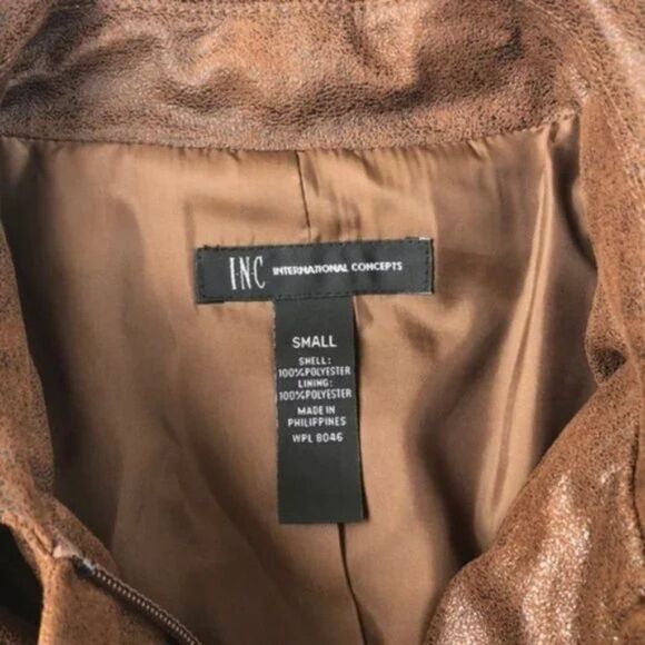 INC International Concepts Brown Ruffle Feminine Zip Up Jacket NWOT - Picture 7 of 8